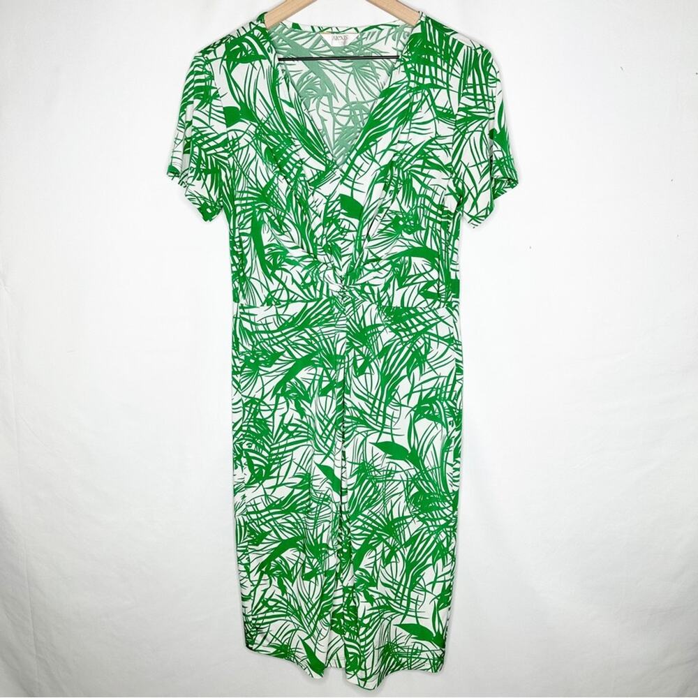 ALEXIS Green & White Short Sleeve Dress in Size 8 Tall
